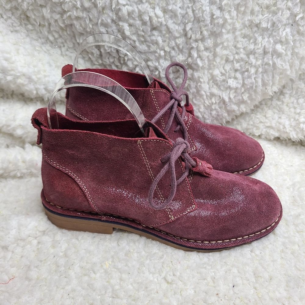Hush Puppies Cyra Catelyn Chukka Desert Ankle Boots Wine Suede Womens sz 7.5
